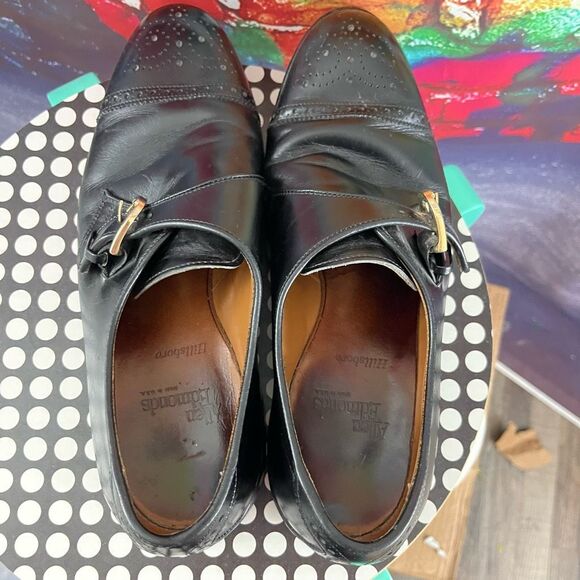 Allen Edmonds Dress Shoes Mens 9 D Black HILLSBORO Leather Cap Toe Monk Strap - Picture 5 of 8